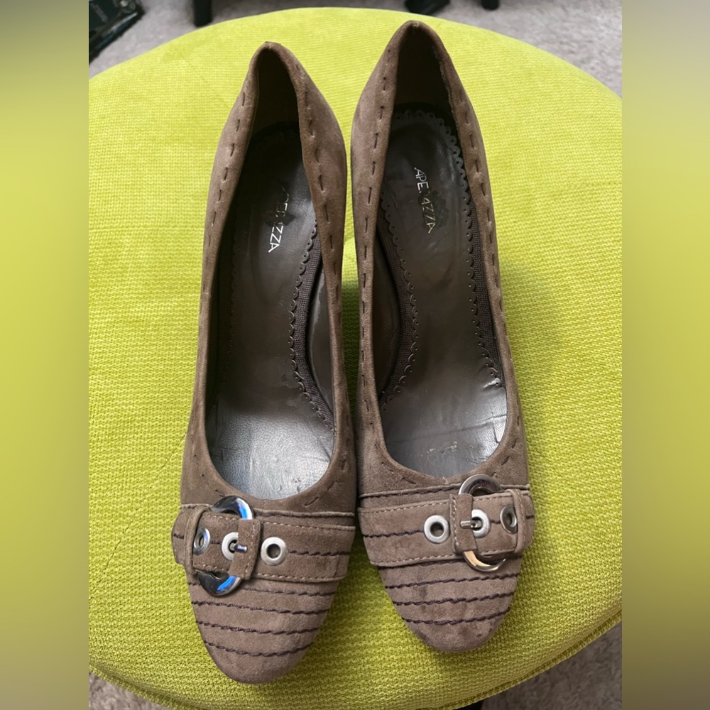 Apepazza leather heels with buckle and detail stitching